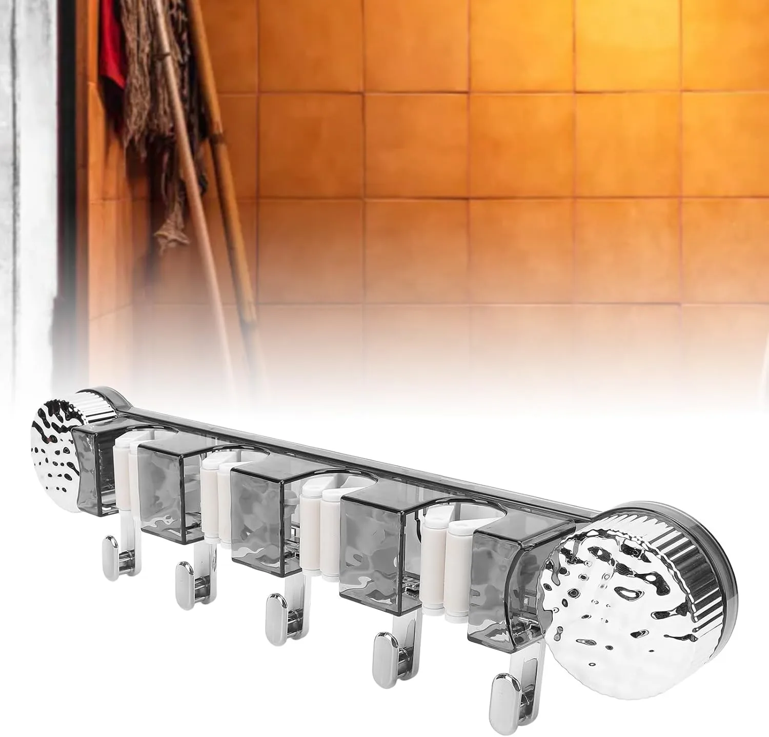 Heavy-Duty Wall Mounted Broom & Mop Holder Organizer